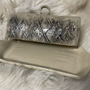 Rustic Mountain Ceramic Butter Dish